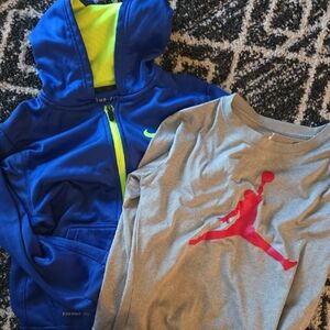 Nike Kids Blue and Gray Hoodie T-Shirt Combo